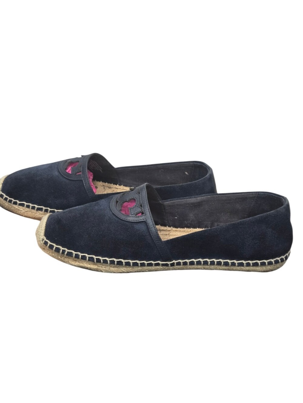 Tory Burch Sidney Navy Suede Espadrille Flats Logo Slip On Shoes Womens 10 - Picture 11 of 11